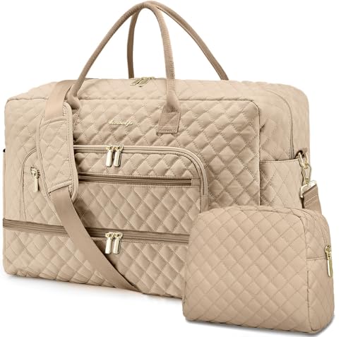 Travel Duffle Bag Weekender for Women - Carry-On Overnight Bag Personal Item Bag with Shoe Compartment & Wet Pocket Large Weekend Tote Bags with Toiletry Bag Hospital Bags for Labor and Delivery - color: Coffee Brown