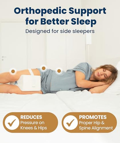 Everlasting Comfort Memory Foam Knee Pillow for Side Sleepers – Sciatica Pain Relief Pillow, Removable Strap Support – Leg Pillows for Sleeping Alignment, Knees, Back & Hip Cushion - size: Large