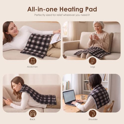 Extra Large Microwave Heating Pad for Back, 24.4 X 14.17 Tartan Black - color: Heat Pad07 -Tartan Black