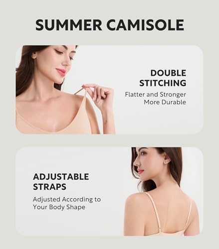 DAVID ARCHY Women's Bamboo Rayon Camisole Tank Tops No Shelf Bra, 3 Pack - color: Nude/Black, size: X-Large