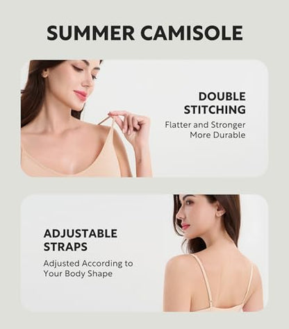DAVID ARCHY Women's Bamboo Rayon Camisole Tank Tops No Shelf Bra, 3 Pack - color: Nude/Black, size: X-Large