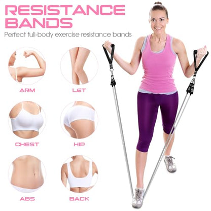 Resistance Bands with Handles, 5 Level Exercise Bands, 150LBS Workout Bands - color: Grey Set, size: 51.0 inch