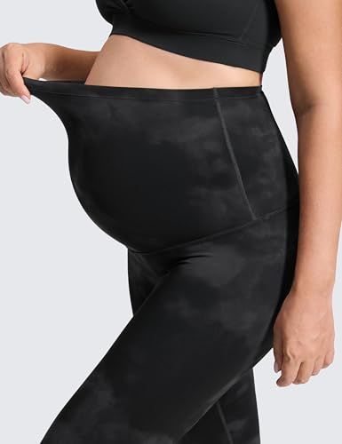 CRZ YOGA Maternity Leggings 25" - color: Black Tie Dye, size: X-Small