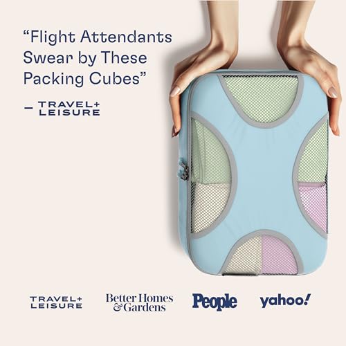Shacke 5 Set Packing Cubes for Travel with Laundry Bag (Sky Blue) - color: 5 Set - Sky Blue, size: Set of 5