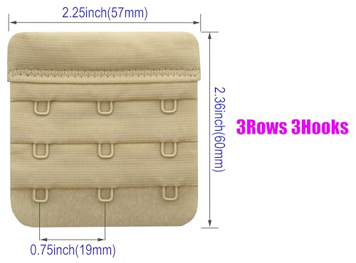 Women Bra Extenders 2 Hook/3 Hook/4 Hook Soft Bra Strap Extension - color: Bra Extender 3 Hook Beige 3pcs
