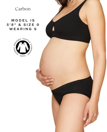 KNICKEY Subset Women's Organic Cotton Maternity Below-Belly Briefs, 3 Pack - color: Carbon + Lunar + Cloud, size: X-Small