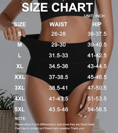 OLIKEME Womens High Waisted Underwear Tummy Control Cotton Full Coverage Ladies Panties Soft Stretch Briefs - color: Black-5 Pack, size: XX-Large