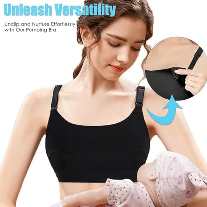 Hands Free Pumping Bra Hands-Free Breast Pump Bra Nursing Bras - color: Black, size: Large