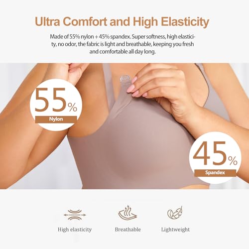 Nursing Bra for Breastfeeding,Maternity Bra Natural Shape,Nursing Sleep Bralette - color: Purple, size: Medium
