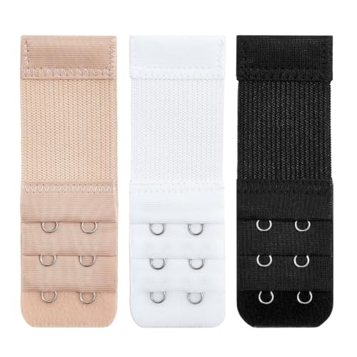 QIUTIMIY Women's Bra Extenders 2 Hooks & 3 Hooks & 4 Hook Bra Extensions Soft Comfortable Stretchy Back Bra Strap Extender - color: 3pcs-spacing 1/2inch-style 2
