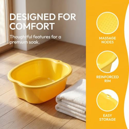 Ytterbium Foot Soaking Basin, Large Massage Foot Soaking Tub-Yellow - color: Yellow