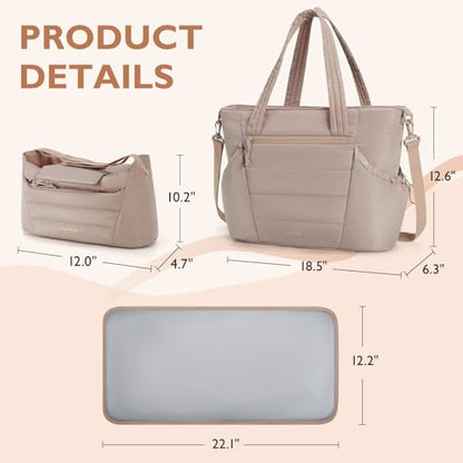 mommore Diaper Bag Tote with Stroller Organizer, Puffy Travel Baby Tote - color: Khaki