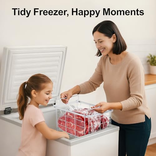 iSPECLE Deep Freezer Organizer Bins - Large Baskets for 5-7 Cu.Ft, 3 Pack - color: 3-Pack White