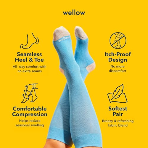Wellow Knee High Compression Socks for Men & Women, 18–25 mmHg - color: Artichoke Toe - Front Runner, size: Small