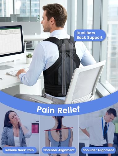 Back Brace Posture Corrector Adjustment: 97.8% Pain Relief, 8H Work-tested - size: X-Large