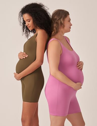 POSHDIVAH Maternity Romper Shorts Double Lined Jumpsuit - color: Dark Brown, size: X-Large