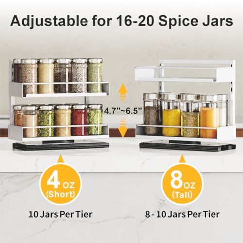 iSPECLE Vertical Spice Rack Pull Out - 1 Pack Spice Organizer for Cabinet - color: 1-Pack White