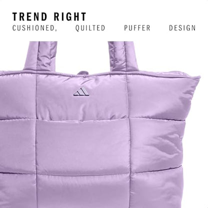 adidas Quilted Puffer Tote Bag - color: Powder Plum Purple/3