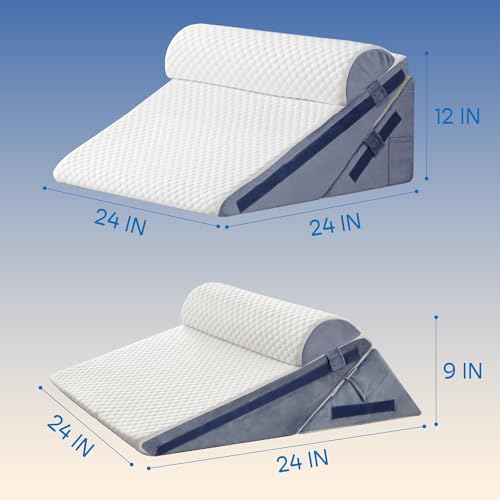 3PCS Wedge Pillow, Orthopedic Wedge Pillow for Acid Reflux, Back Support - size: 24*24*12inch 3PCS