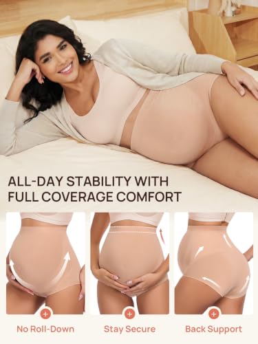 Summer Mae Maternity Underwear 76% Rayon Made from Bamboo Soft Breathable - color: 2 Black,2 Grey-4 Pc, size: X-Large