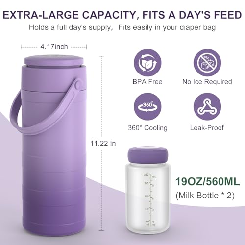 Portable Breast Milk Cooler Bottle with Touch Temp Display for Travel