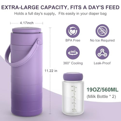 Portable Breast Milk Cooler Bottle with Touch Temp Display for Travel