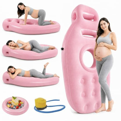 Inflatable Pregnancy Pillow Belly Hole Pool Float for Stomach Sleepers - color: Pink