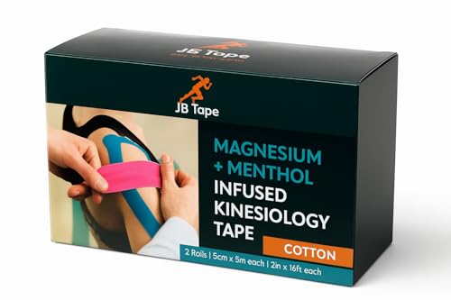 Magnesium & Menthol Kinesiology Tape – 2 Rolls Precut with Dispenser – Black