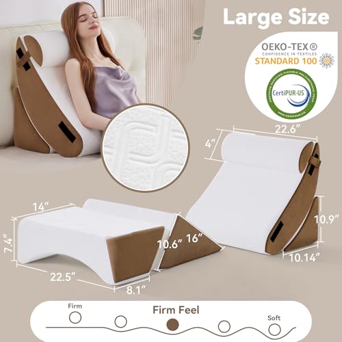Negwoo 5PCS Wedge Pillow Set for After Surgery,Bed Wedge Pillow, Brown - color: Brown, size: 5 PCS-XL