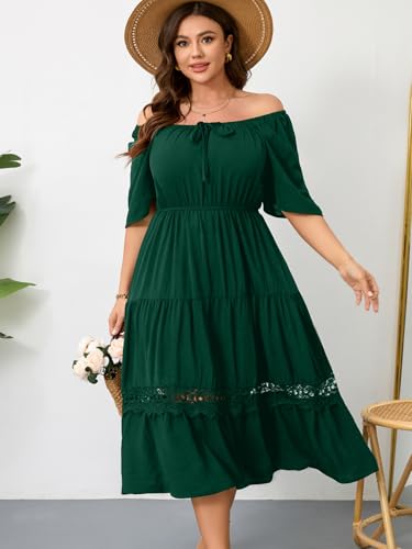 RWJ Women's Plus Size Maxi Dress Short Sleeve Wedding Guest Summer Dresses - color: Green, size: XX-Large Plus