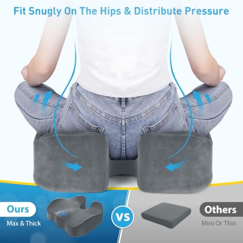 BlissTrends Thick Seat Cushion for Office Chair & Car Seat, XL, LightGrey - color: Light Grey, size: X-Large