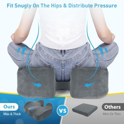 BlissTrends Thick Seat Cushion for Office Chair & Car Seat, XL, LightGrey - color: Light Grey, size: X-Large