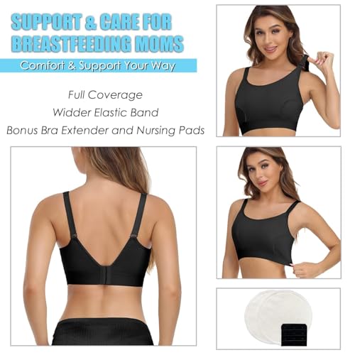 Hands Free Pumping Bra Hands-Free Breast Pump Bra Nursing Bras - color: Black, size: Large