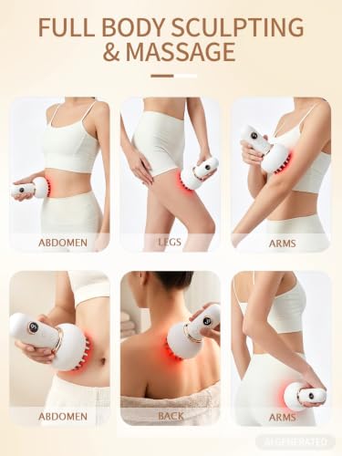 Lymphatic Drainage Massager & Anti Cellulite Massage Tool, Helps Reduce Stretch Marks & Cellulite, for Legs, Arms & Belly, Body Sculpting Machine with Light, Heat & Vibration-G08