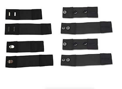 Self-Adjusting Button & Hook Waist Stretch Extender Helps Save on Maternity Clothes (8-pk: 2 x Small Hook+Button, 2 x Large Hook+Button) Black
