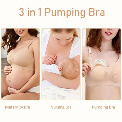 iloveSIA Nursing Bras MulitPack | Wireless & Seamless for Maternity, Breastfeeding & Sleep - color: Black+nude, size: Medium