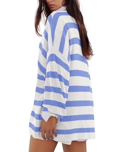 Panadila Womens Striped Lounge Set 2 Piece Pajama Sets - color: Light Blue Combo, size: X-Large