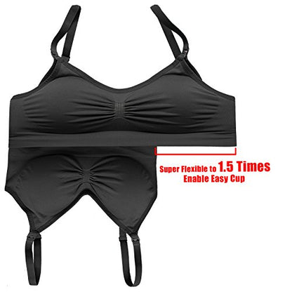 HOFISH 3PACK Full Bust Seamless Nursing Maternity Bras Bralette S-XXL with Extra Bra Extenders & Clips - color: 3pack: Black, size: X-Large