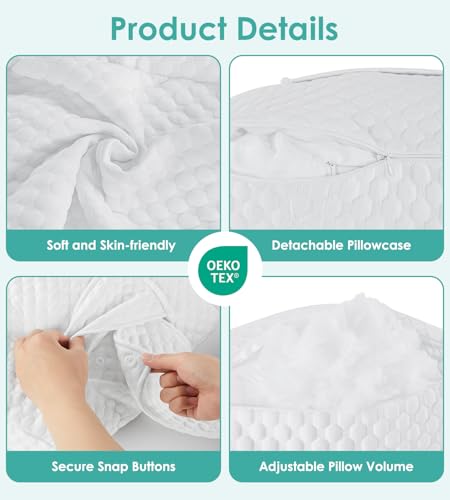 Pregnancy Pillow Cooling for Sleeping Adjustable Support Maternity Pillow - color: All White