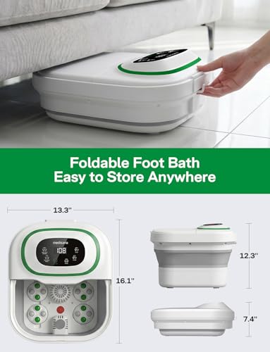 Medisana Collapsible Foot Spa, Foot Bath with Heat, Massage Rollers, Bubble - color: pearl white