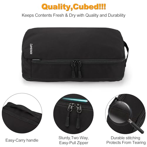 Lumesner 8 Set Compression Packing Cubes, Travel Suitcase Organizers - color: Black
