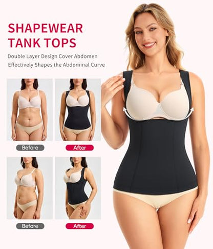 Gotoly Women's Waist Cincher Tummy Control Shapewear Compression Vest - color: Black, size: 3X-Large