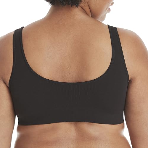 Hanes Women's Cozy Wireless Bra, Full-Coverage Pullover Bra, Seamless T-Shirt Bra - color: Black, size: XX-Large