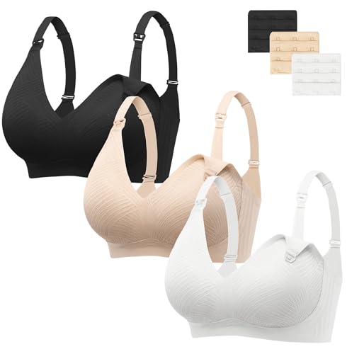 Angelhood Nursing Bras for Breastfeeding, Seamless Wireless Bra Push up - color: Multicoloured E, size: X-Large