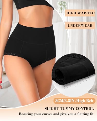 Annenmy High Waisted Womens Underwear Cotton Underwear Full Coverage Briefs Stretch Breathable Ladies Panties 5 Pack - color: Multicolorb, size: Small