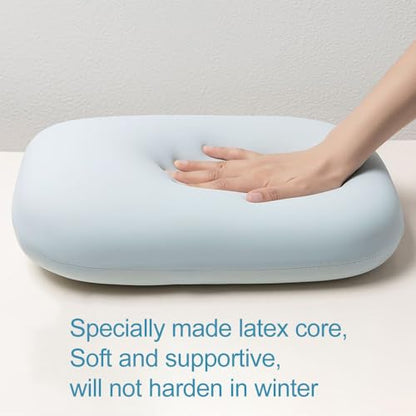 Lumbar Support Pillow Summer Soft Latex Lower Back Cushion for Car Seat - color: Light Blue