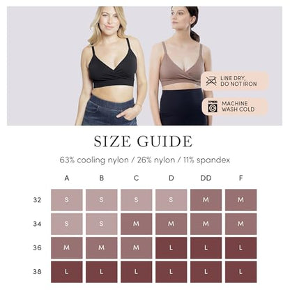 Ingrid & Isabel Cooling Crossover Nursing Bra - Wireless Seamless Postpartum and Maternity Bra for Breastfeeding - color: Deep Taupe, size: Medium