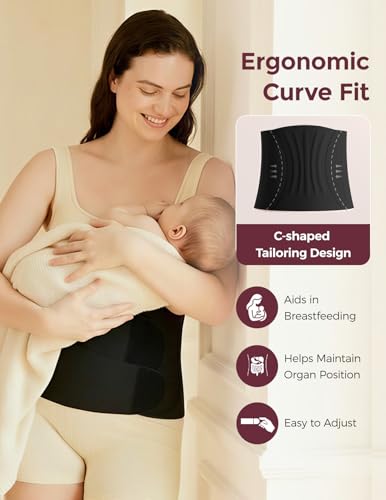 Momcozy Ergowrap Postpartum Belly Band, 3D Lifting & Ergonomic Back Support - color: Black, size: X-Large