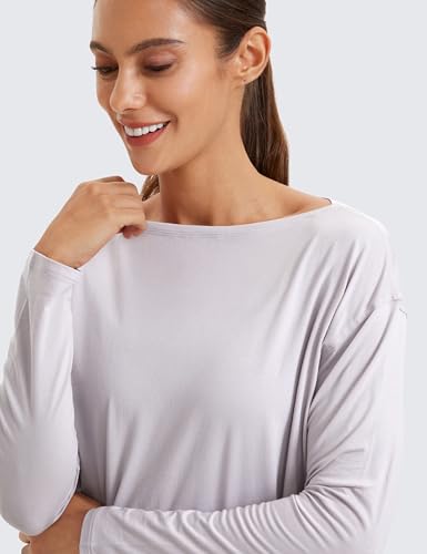 CRZ YOGA Pima Cotton Boat Neck Top - color: Iced Iris, size: Large