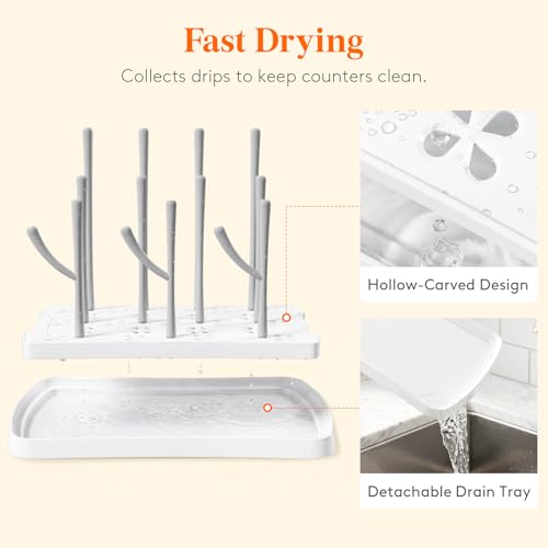 Lifewit Portable Baby Bottle Drying Rack with Drain Tray, BPA Free